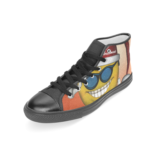 Funny christmas smiley Women's Classic High Top Canvas Shoes (Model 017)