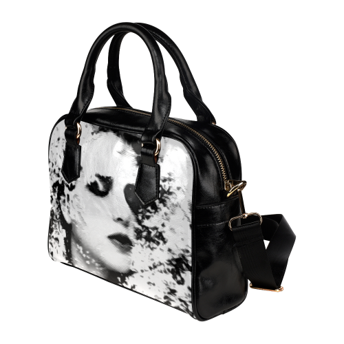 Dreaming Girl - Grunge Style Black White Shoulder Handbag (Model 1634)