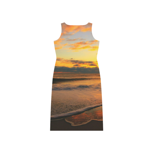 Stunning sunset on the beach Phaedra Sleeveless Open Fork Long Dress (Model D08)