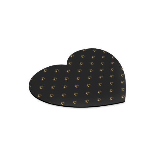 METALLICS: Golden Presents & Gifts on Black Heart-shaped Mousepad