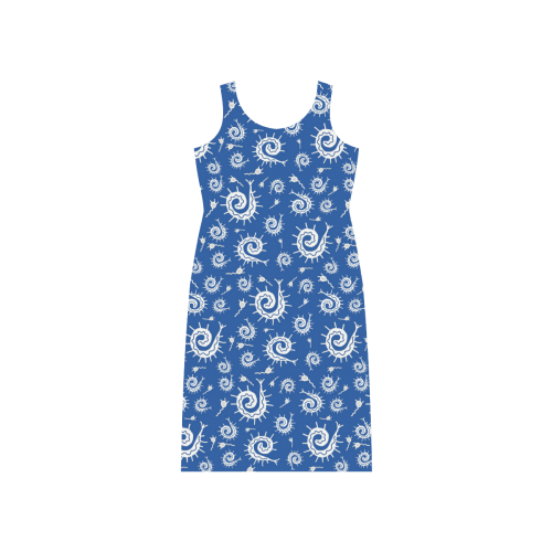 Blue Funky Bugs Phaedra Sleeveless Open Fork Long Dress (Model D08)