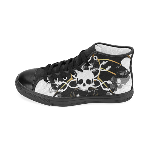 White skull with snakes and wings Women's Classic High Top Canvas Shoes (Model 017)