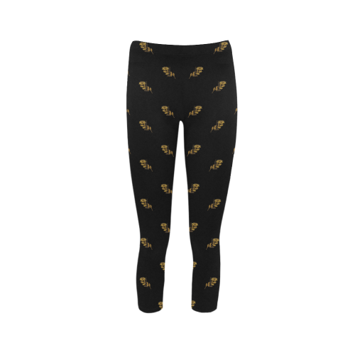 HOLIDAYS +: Golden Poinsettia & Candle Capri Legging (Model L02)