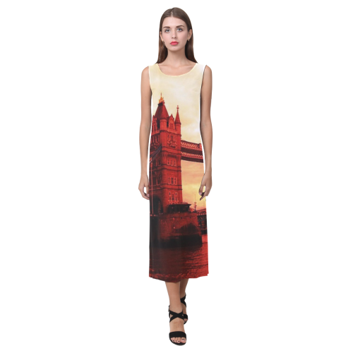 Travel-London Tower Bridge Phaedra Sleeveless Open Fork Long Dress (Model D08)