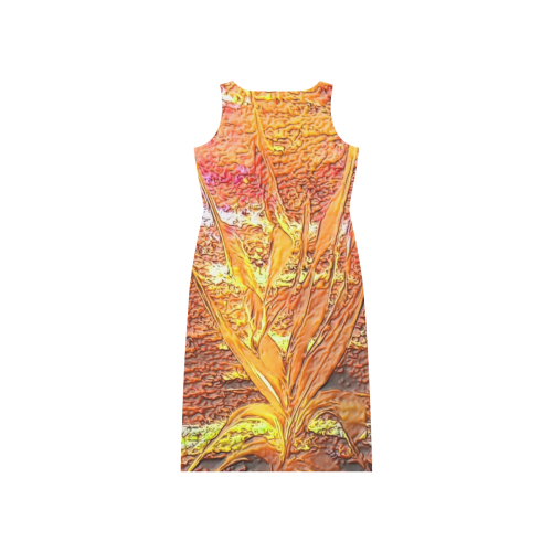 Palm by Nico Bielow (Original Painting) Phaedra Sleeveless Open Fork Long Dress (Model D08)