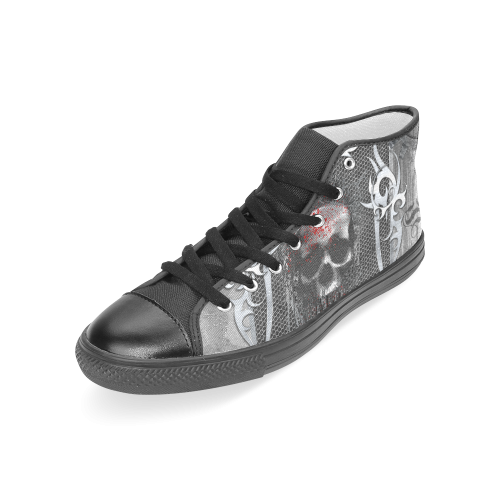 Awesome skull on metal design Women's Classic High Top Canvas Shoes (Model 017)