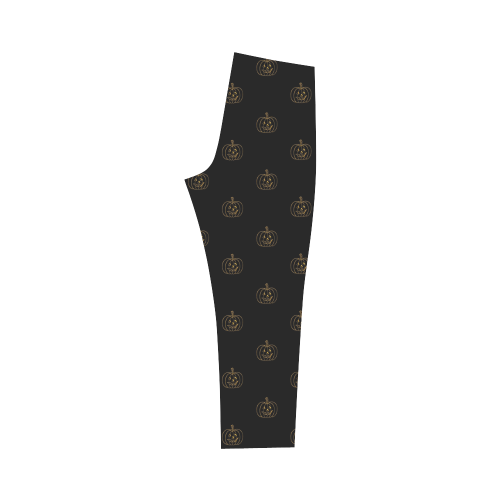 HOLIDAYS +: Golden Pumpkins on Black Capri Legging (Model L02)