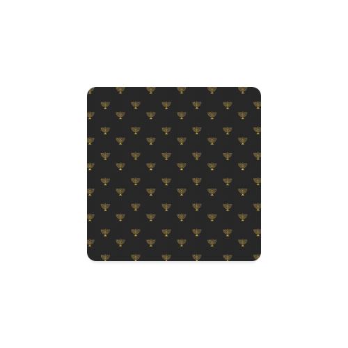 HOLIDAYS +: Golden Menorah on Black Square Coaster