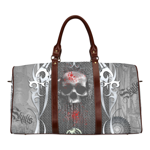 Awesome skull on metal design Waterproof Travel Bag/Large (Model 1639)