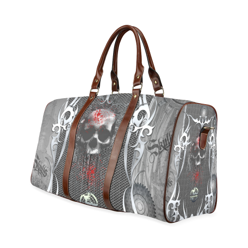 Awesome skull on metal design Waterproof Travel Bag/Small (Model 1639)