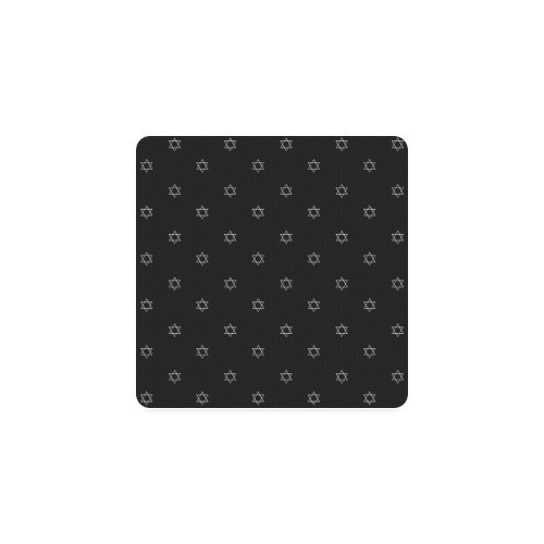 FAITH: Silver Star of David on Black Square Coaster