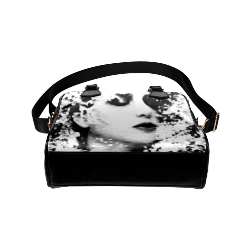 Dreaming Girl - Grunge Style Black White Shoulder Handbag (Model 1634)