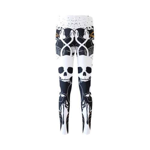 White skull with snakes and wings Cassandra Women's Leggings (Model L01)