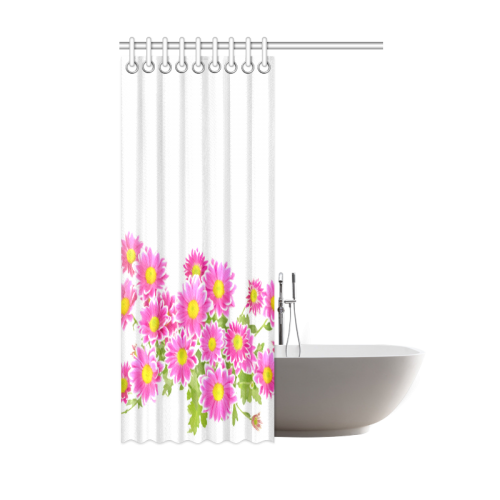 Asters Bouquet Pink White Flowers Shower Curtain 48"x72"