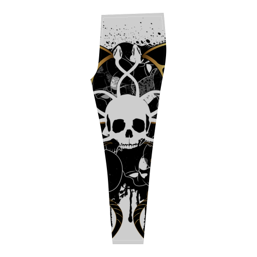 White skull with snakes and wings Cassandra Women's Leggings (Model L01)