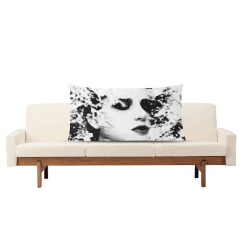 Dreaming Girl - Grunge Style Black White Rectangle Pillow Case 20"x36"(Twin Sides)