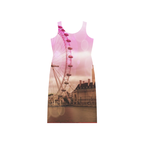 Travel-London, pink Phaedra Sleeveless Open Fork Long Dress (Model D08)