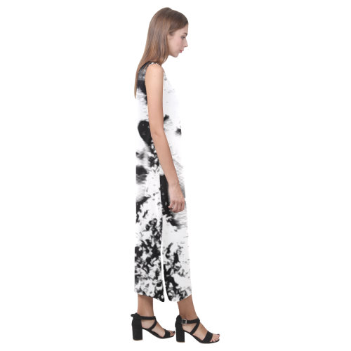 Dreaming Girl - Grunge Style Black White Phaedra Sleeveless Open Fork Long Dress (Model D08)