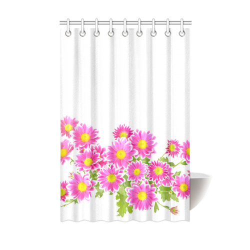 Asters Bouquet Pink White Flowers Shower Curtain 48"x72"