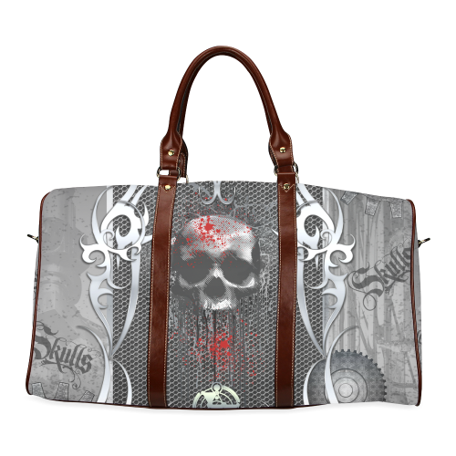 Awesome skull on metal design Waterproof Travel Bag/Small (Model 1639)