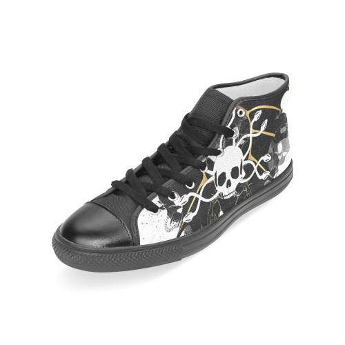 White skull with snakes and wings Women's Classic High Top Canvas Shoes (Model 017)