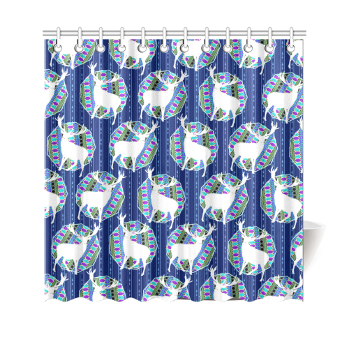 Geometric Deer Retro Pattern Shower Curtain 69"x70"