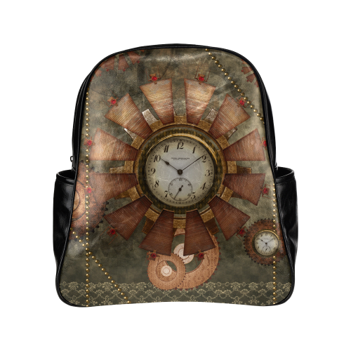 Steampunk, wonderful clocks in noble design Multi-Pockets Backpack (Model 1636)