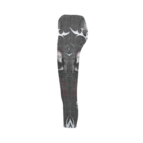 Awesome skull on metal design Capri Legging (Model L02)
