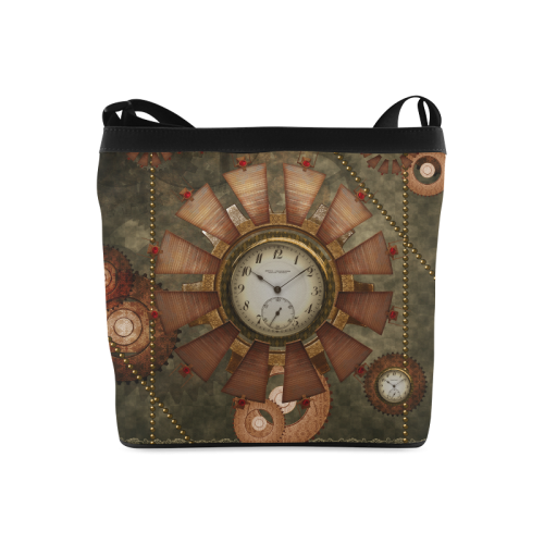 Steampunk, wonderful clocks in noble design Crossbody Bags (Model 1613)