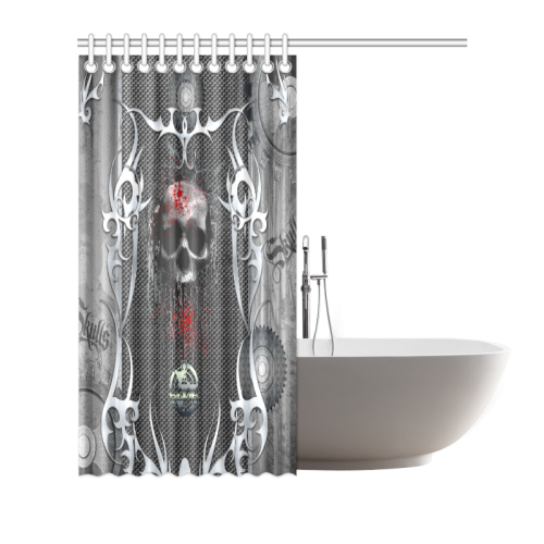 Awesome skull on metal design Shower Curtain 66"x72"
