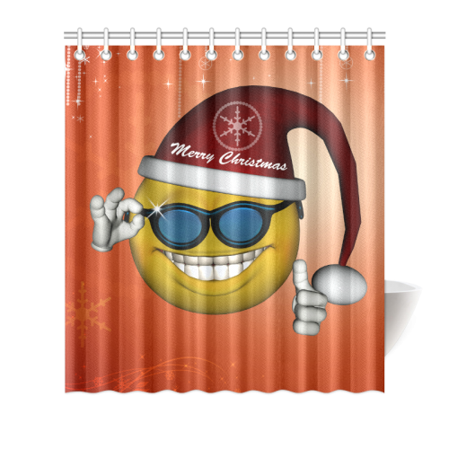 Funny christmas smiley Shower Curtain 66"x72"