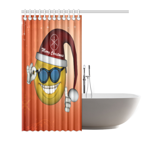 Funny christmas smiley Shower Curtain 66"x72"