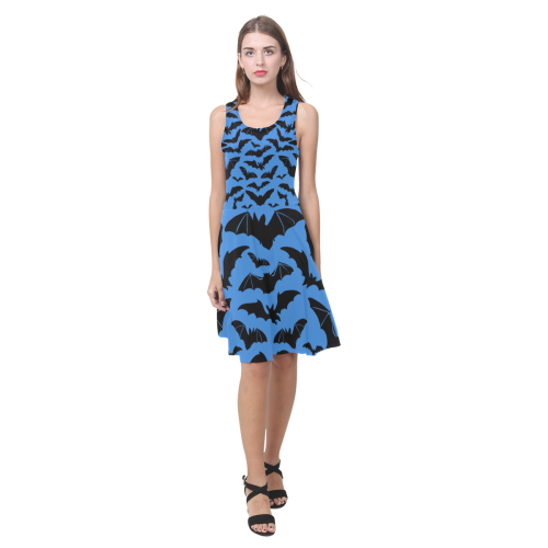 Casual sundress - model D04 Bats - Blue Atalanta Casual Sundress(Model D04)