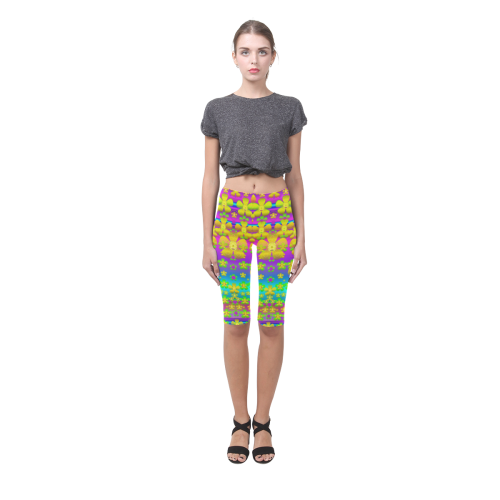 Outside the curtain it is peace florals and love Hestia Cropped Leggings (Model L03)