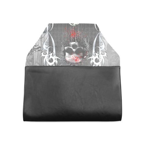 Awesome skull on metal design Clutch Bag (Model 1630)