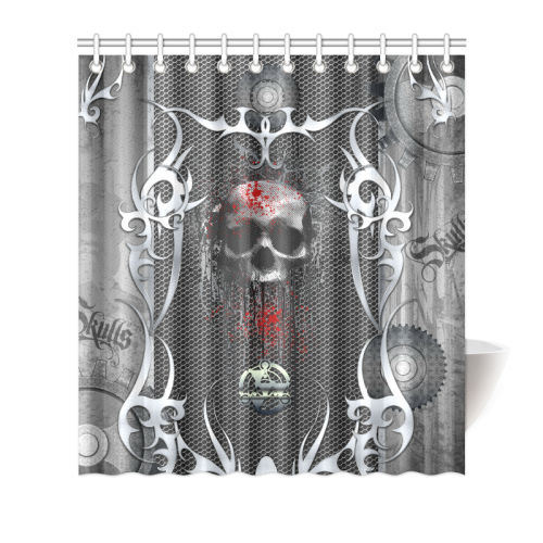 Awesome skull on metal design Shower Curtain 66"x72"