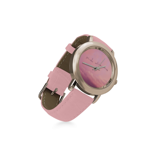 pink dreams Women's Rose Gold Leather Strap Watch(Model 201)