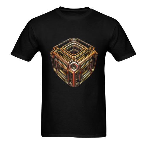 3-D Golden Cube Men's T-Shirt in USA Size (Two Sides Printing)