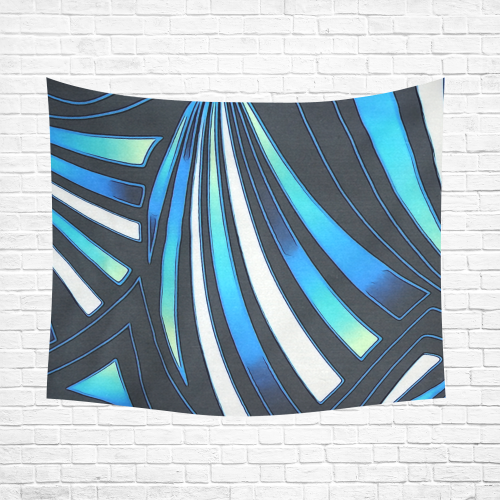 blue fan Cotton Linen Wall Tapestry 60"x 51"