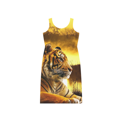 Tiger and Sunset Phaedra Sleeveless Open Fork Long Dress (Model D08)