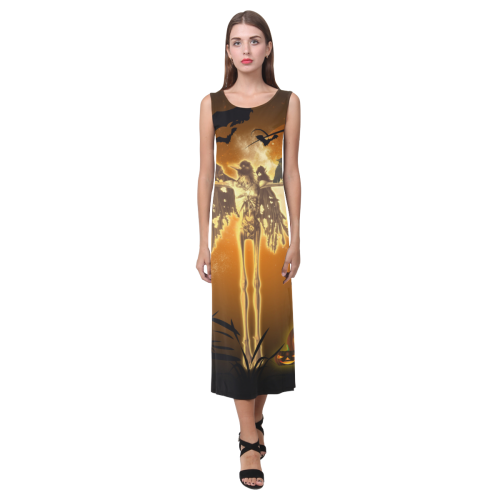 Halloween design Phaedra Sleeveless Open Fork Long Dress (Model D08)