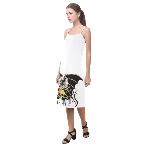 Skull with snakes and wings Alcestis Slip Dress (Model D05)