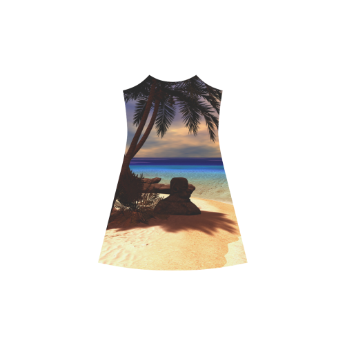 Awesome sunset over a tropical island Alcestis Slip Dress (Model D05)