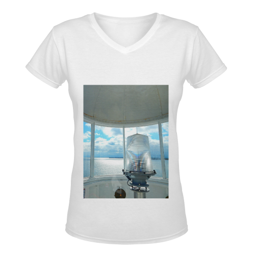 Lighthouse View Women's Deep V-neck T-shirt (Model T19)