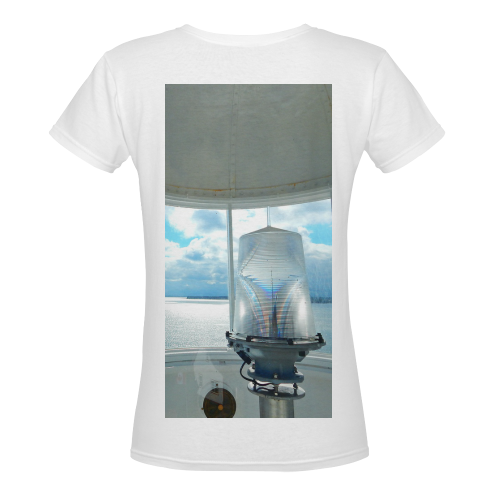Lighthouse View Women's Deep V-neck T-shirt (Model T19)
