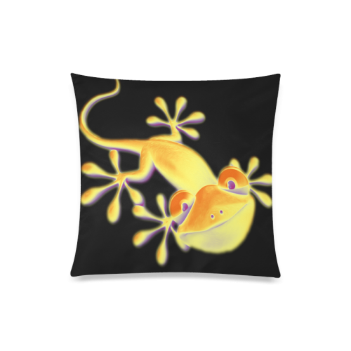 FUNNY SMILING GECKO yellow orange violet Custom Zippered Pillow Case 20"x20"(Twin Sides)
