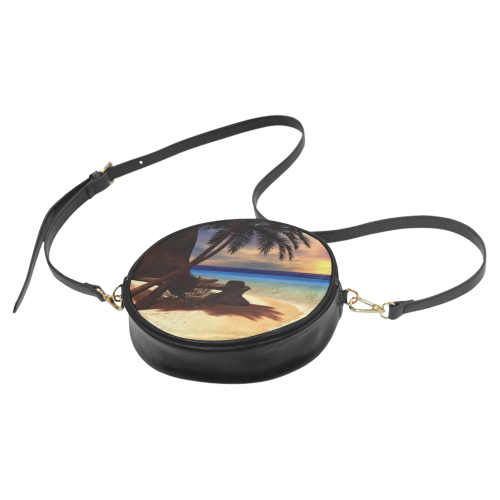Awesome sunset over a tropical island Round Sling Bag (Model 1647)