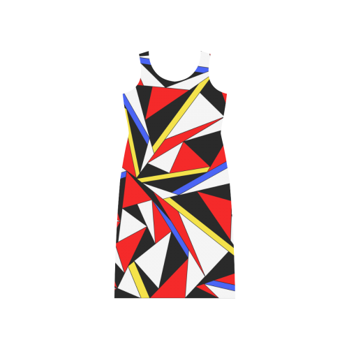 Primary Colors Modern Art by ArtformDesigns Phaedra Sleeveless Open Fork Long Dress (Model D08)