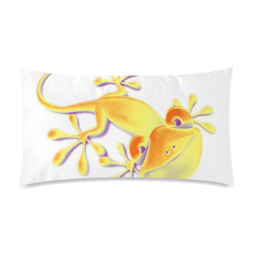 FUNNY SMILING GECKO yellow orange violet Rectangle Pillow Case 20"x36"(Twin Sides)