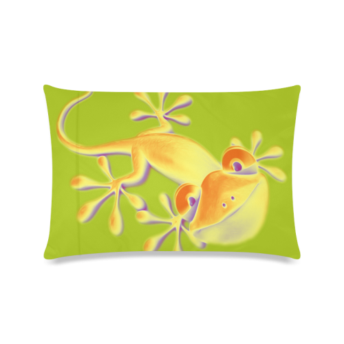 FUNNY SMILING GECKO yellow orange violet Custom Zippered Pillow Case 16"x24"(Twin Sides)